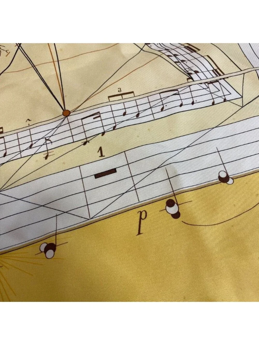 Hermes la Musique Des Spheres Carre 90 Silk Scarf Yellow